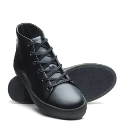 Hot Black Calf High Top Sneaker Women Sneakers|Logger Boots