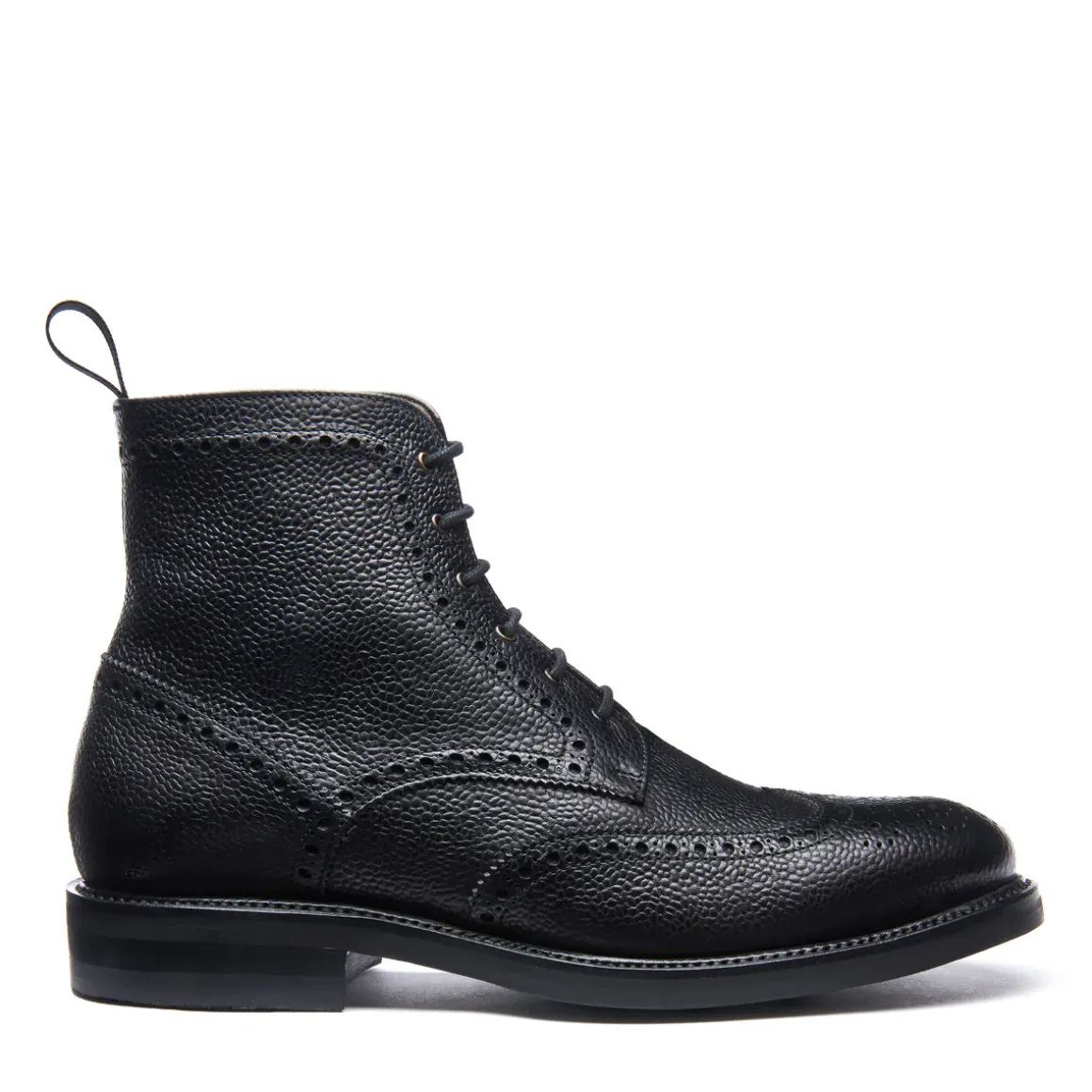 Outlet Black Grain-Calf 6 Eye Derby Brogue Boot Logger Boots|Derby Boots