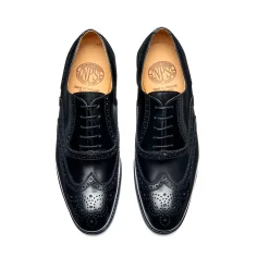 Fashion Black Hi-Shine 5 Eye Oxford Brogue Shoe Oxford Shoes|Logger Boots