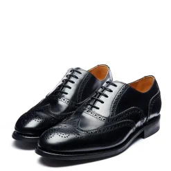Fashion Black Hi-Shine 5 Eye Oxford Brogue Shoe Oxford Shoes|Logger Boots