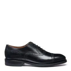 Cheap Black Hi-Shine 5 Eye Oxford Semi-Brogue Shoe Oxford Shoes|Logger Boots