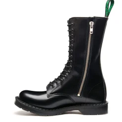 Online Black Hi-Shine 14 Eye Zip Derby Boot Women Zip Boots|Derby Boots