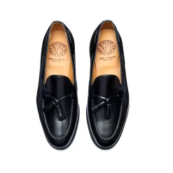 Cheap Black Hi-Shine Tassel Loafer Loafers|Logger Boots