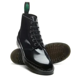 Cheap Black Hi-Shine Vegan 6 Eye Astronaut Boot Women Derby Boots|Astronaut Boots