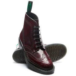 Sale Cherry Red Rub Off Vegan 6 Eye Derby Brogue Boot Women Derby Boots|Vegan Boots