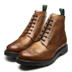 New Tan Calf 6 Eye Derby Brogue Boot Logger Boots|Brogue Boots